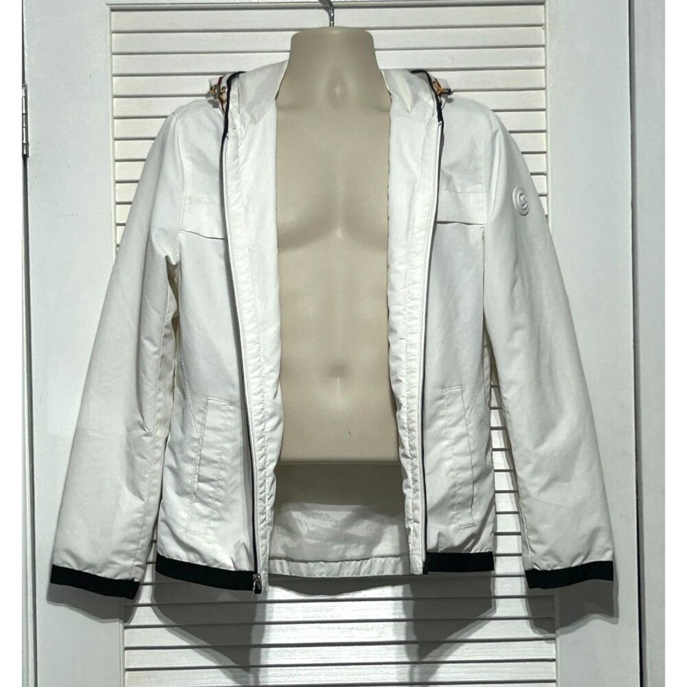Michael Kors Men's White Stripes Red Blue Hooded Zip-Up Jacket Size Small 3059 - Picture 2 of 11